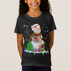 Snowman Nurse Christmas Lights Xmas Tree Snowman N T-Shirt
