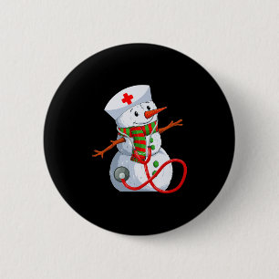 Snowman Nurse Christmas Stethoscope Nursing Scrub 6 Cm Round Badge