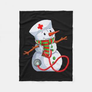 Snowman Nurse Christmas Stethoscope Nursing Scrub Fleece Blanket