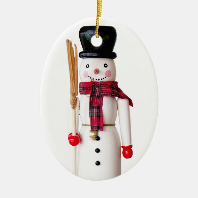 Snowman Nutcracker - Personalizable Ceramic Tree Decoration (Front)