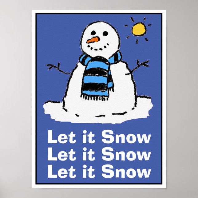 Snowman on a Sunny Winter's Day. Christmas Poster (Front)