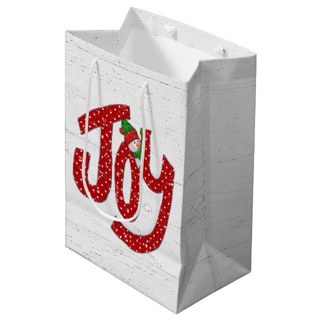 Snowman On Christmas Joy Medium Gift Bag (Front Angled)