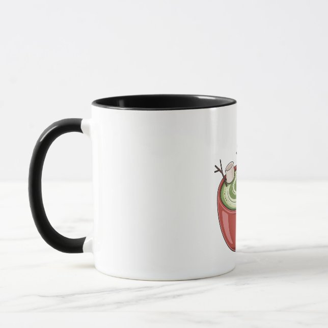 Snowman on Matcha Bathub Funny Christmas  Mug (Left)