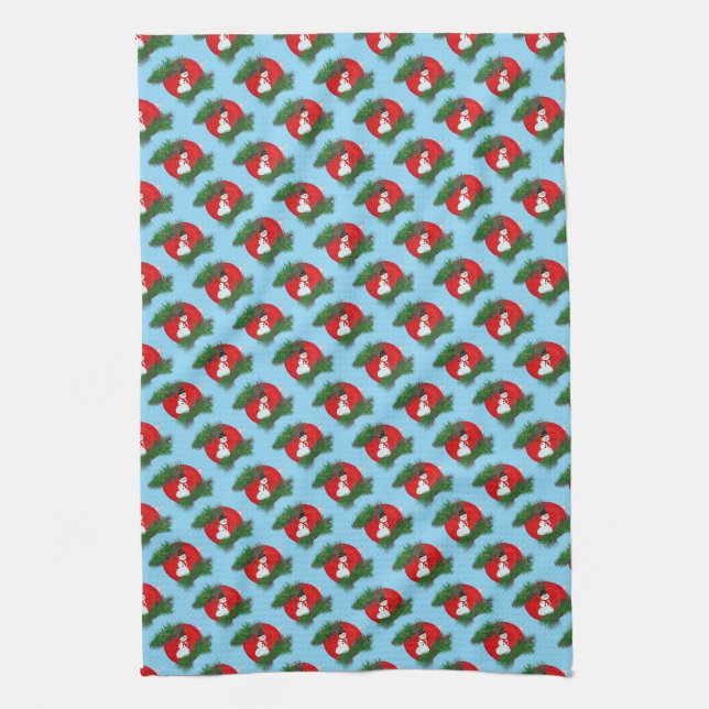 Snowman on ornament tea towel (Vertical)