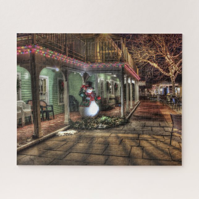 Snowman on the Porch in Winter Wonder Land Jigsaw Puzzle (Horizontal)