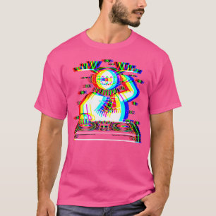 Snowman Optical Illusion Edm Christmas Rave Dj Hou T-Shirt