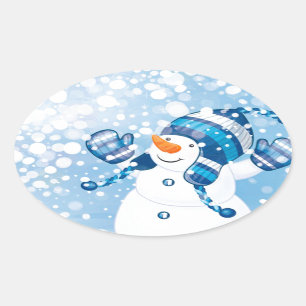 Snowman Oval Sticker