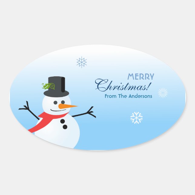 Snowman Oval Sticker (Front)