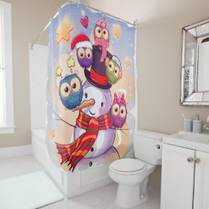 Snowman & Owls Shower Curtain