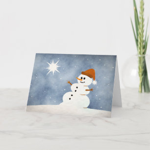 Snowman painting holiday card
