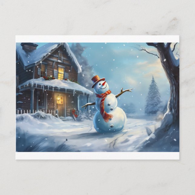 Snowman Painting Postcard (Front)