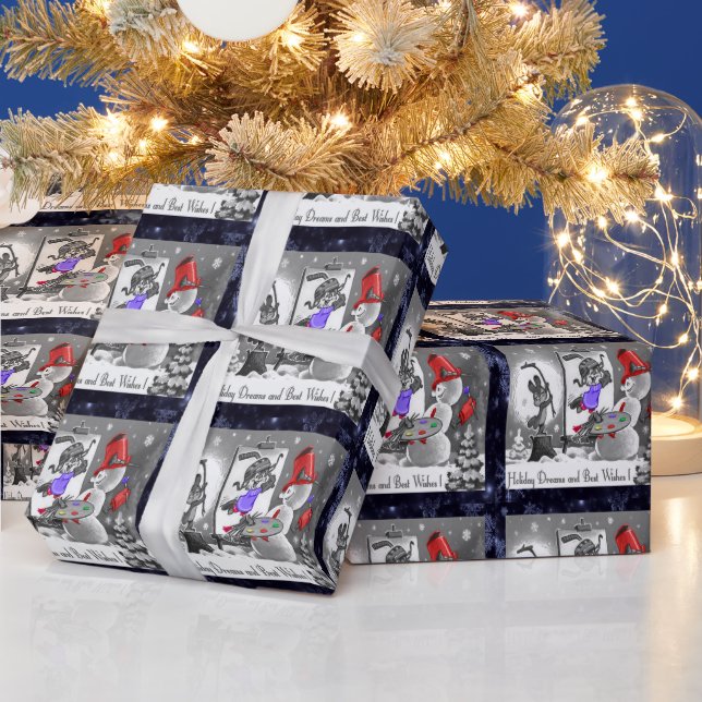 Snowman Painting Wrapping Paper (Holidays)