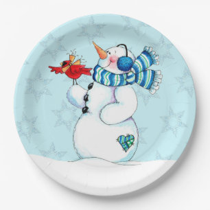 Snowman Paper Plate