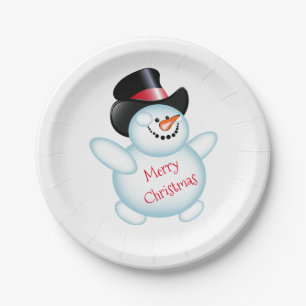 Snowman Paper Plate
