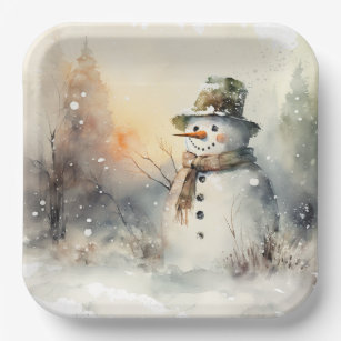 Snowman Paper Plate