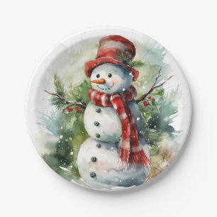 "Snowman" Paper Plate