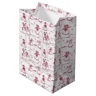 Snowman parade toile   red medium Gift Bag