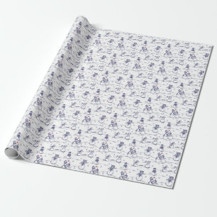 Snowman parade toile Wrapping Paper blue