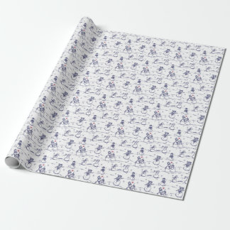 Snowman parade toile Wrapping Paper | blue