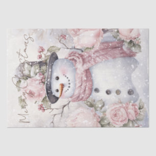 Snowman Pastel Pink Winter Christmas Tissue Paper