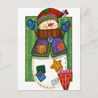 Snowman Patches Postcard