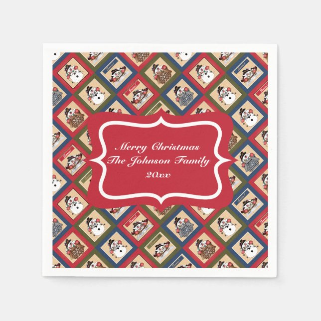 Snowman Pattern Design | Christmas Napkin (Front)