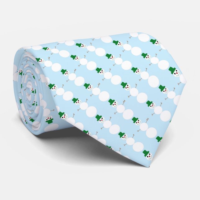 Snowman Pattern  Tie (Rolled)