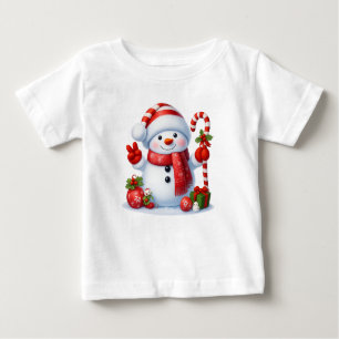 Snowman Peace Sign Christmas Baby T-Shirt