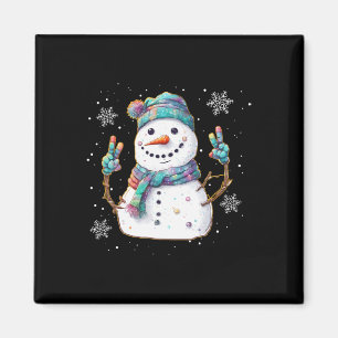 Snowman Peace Sign Christmas Snow Frosty Winter Xm Magnet