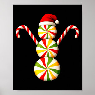 Snowman Peppermint Candies Merry Christmas Pajamas Poster