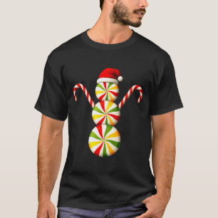 Snowman Peppermint Candies Merry Christmas Pajamas T-Shirt
