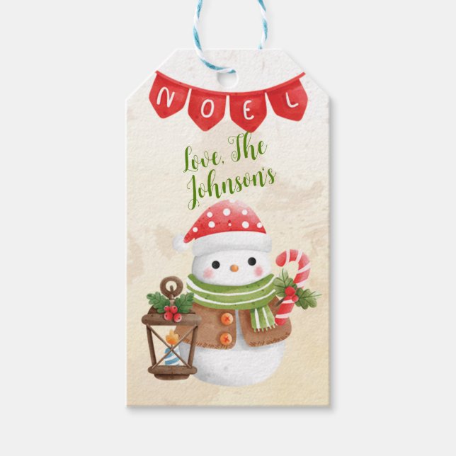 Snowman Personalise Gift Tags (Front)