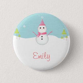 Snowman Personalised Button