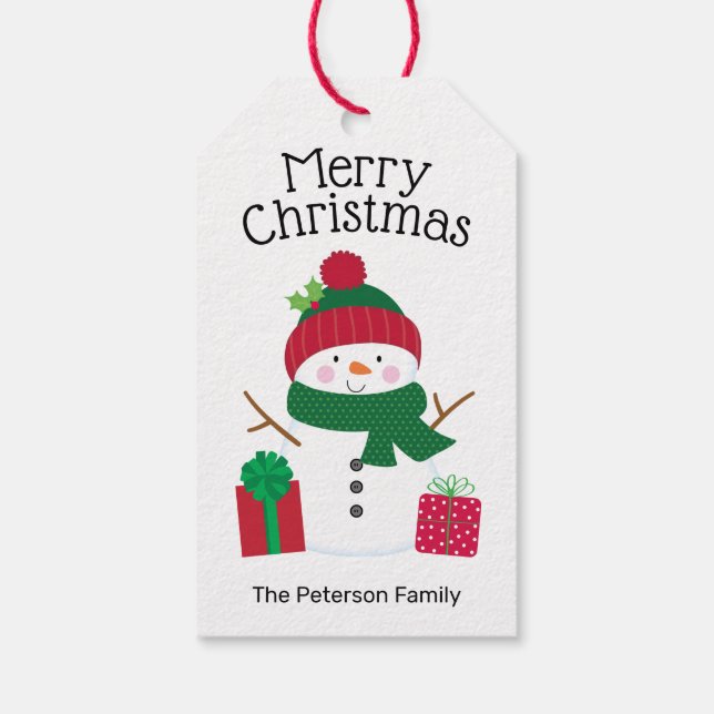 Snowman Personalised Gift Tags (Back)