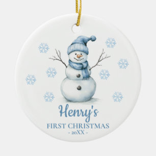 Snowman Personalized Baby's First Christmas Ceramic Tree Decoration