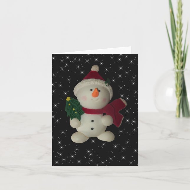 Snowman Photo Folded Note Card (Front)