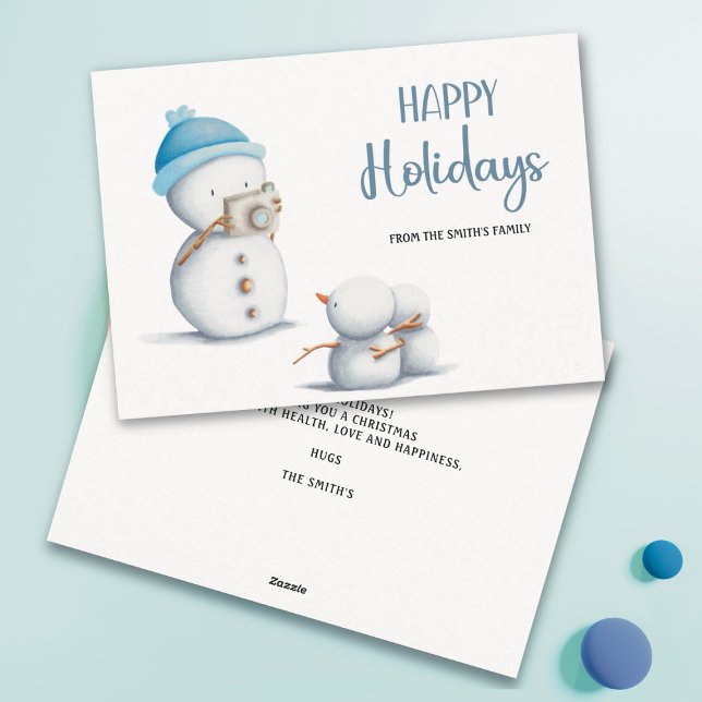 Snowman Photographer Christmas Holiday Card (Creator Uploaded)