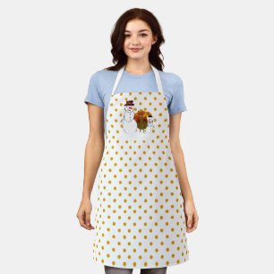 Snowman Pilgrims With Turkey Thanksgiving Apron