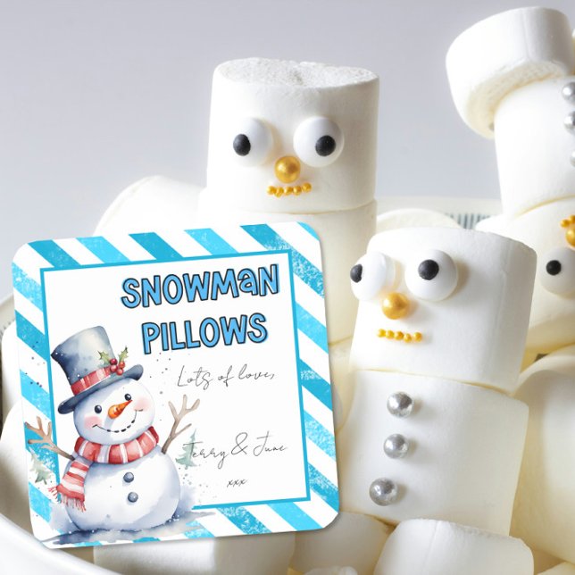 Snowman Pillows Christmas Gift Tag naughty elf (Creator Uploaded)