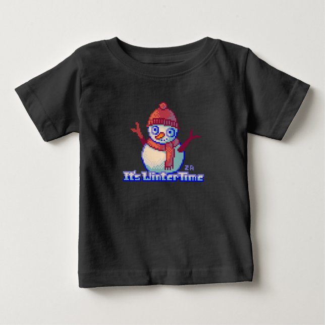 Snowman Pixel Art Baby T-Shirt (Front)