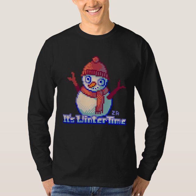 Snowman, Pixel Art T-Shirt (Front)
