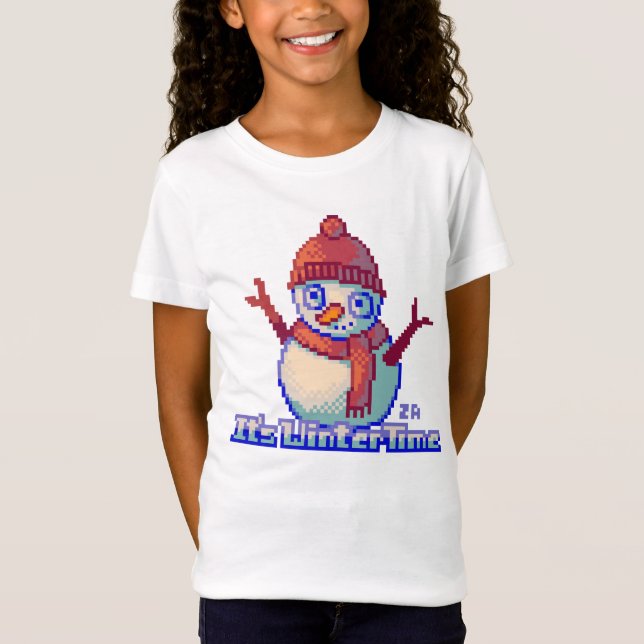 Snowman Pixel Art T-Shirt (Front)