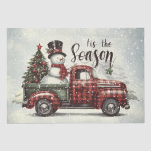 Snowman Plaid Truck Watercolor Winter Christmas Tissue Paper