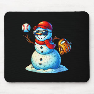 Snowman Playing Baseball As Tcher Boys Teens Chris Mouse Pad