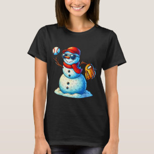 Snowman Playing Baseball As Tcher Boys Teens Chris T-Shirt
