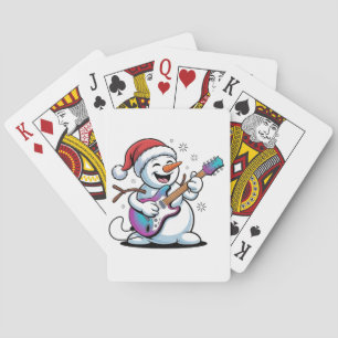 Snowman Playing Guitar Electric Rock Christmas  Cards