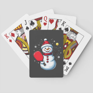 Snowman Playing Pickleball Sport Christmas Lover Cards