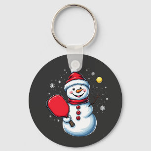 Snowman Playing Pickleball Sport Christmas Lover  Key Ring