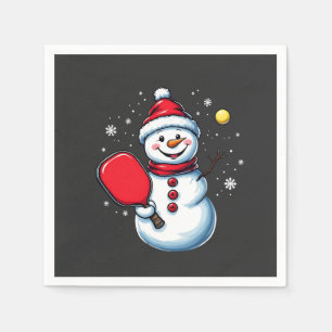 Snowman Playing Pickleball Sport Christmas Lover Napkin