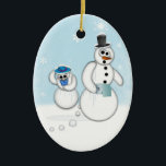 Snowman Poop Ceramic Tree Decoration<br><div class="desc">A cute Pooping Snowman and witnessing snow woman ornament for the holidays. Looks great on your Christmas tree or hanging from your rear view mirror. A great laugh for the holidays.</div>